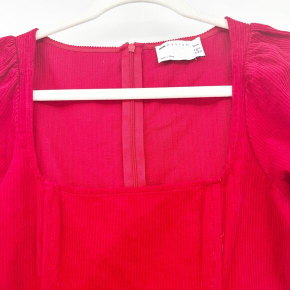 NWT Asos Design Womens Party Going Out Corduroy Puff Sleeve Corset Mini Dress 2P - Picture 4 of 9